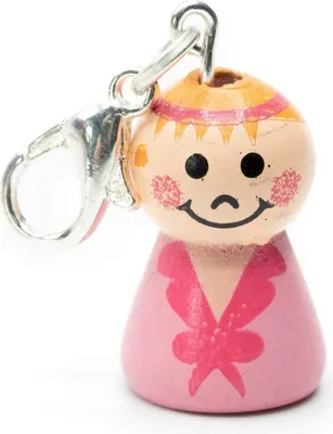 Produktbild von Baby Mädchen Glückspüppchen Charm Miniblings Anhänger Geburt Püppchen Holz rosa
