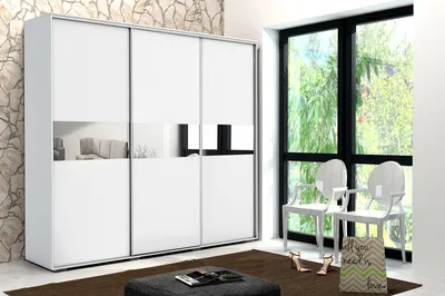 Produktbild von Kleiderschrank 250/215 LUIS mit Spiegel – weiß