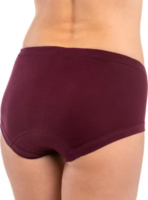 Damen Taillenslip aus Bio Baumwolle mit Tunnelzug Hoher Bund bordeaux hinten