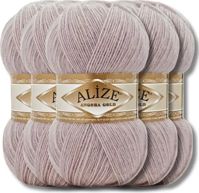 Produktbild von Alize 5x 100g Angora Gold Wolle, Uni, Häkeln, Stricken (Lilac | 528)