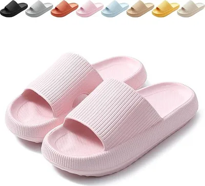 Produktbild von Rutschfeste Badeschuhe für Damen & Herren – Bequeme EVA Badelatschen, Leichte Cloud Schlappen als Hausschuhe für Dusche, Bad & Sommer Indoor/Outdoor