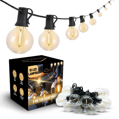 Produktbild von Homezie Lichterkette | 3 Meter | Innen- & Außenbereich | 10 warmweiße LED-Lichter | Lichtergirlande | Gartenbeleuchtung | Lichtergirlande | Lichterkette für den Außenbereich | Stachelschnur | Weihnachtsbeleuchtung