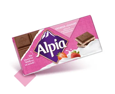 Produktbild von Alpia Erdbeer Joghurt mit Joghurtfüllung und Erdbeer Crisp 100g
