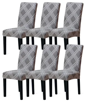 Produktbild von Stretch Stuhlhussen Set von 6 - Elastische Waschbare Hussen für Esszimmerstühle