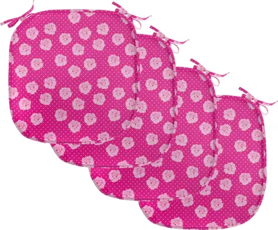 Produktbild von ABAKUHAUS Hot Pink Polster für Esszimmerstühle, Vintage Rosen-Liebe-Punkt, Dekoratives wasserfestes Kissen mit Riemen für Küchensitze, 40 cm x 40 cm-4er Pack, Pink Blassrosa Weiß
