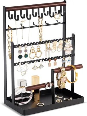 Produktbild von ProCase 6 Tier Schmuckständer Halsketten Armbänder Ringe -Schwarz