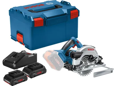 Image de Scie circulaire 18V GKS 18V-57 G + 2 batteries Procore 4Ah + chargeur GAL 18V-40 en L-BOXX - BOSCH - 06016A210Q