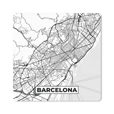 Produktbild von MuchoWow® Mauspad Mousepad Karte - Barcelona - Stadtplan - Schwarz und weiß 20x20 cm - Mousepads - Maus Mat - Pad - Mausunterlage - Desk Mat - Bureauartikeln