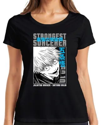 Immagine prodotto di Satoru Gojo Jujutsu Kaisen Strongest Sorcerer Anime Manga Sketch Ladies T-Shirt, Nero, L