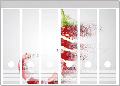Produktbild von Wallario Ordnerrücken Sticker, selbstklebend für breite Ordner, 6 Stück, Motiv Chilischote löst sich in Pulver auf