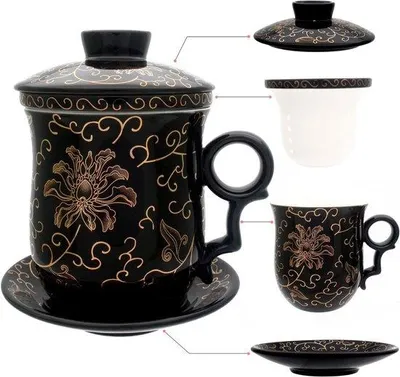 Image de Tasse à café ou à thé en céramique avec couvercle et filtre