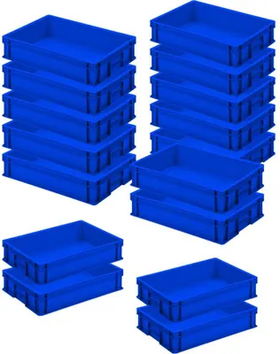 Produktbild von 16x Eurobehälter LxBxH 600 x 400 x 120 mm, 24 Liter, PP, lebensmittelecht, Farbe blau