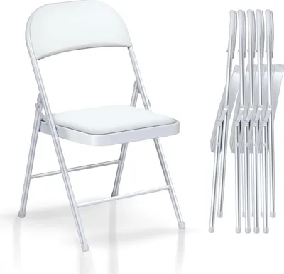 Produktbild von Klappstuhl 6er Set mit gepolsterten Sitzen bis 158KG- Metall Buro Klappstühle für Home Office Party
