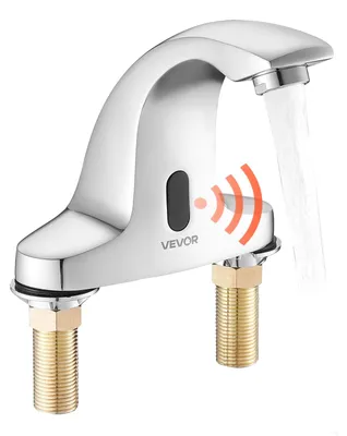 Produktbild von VEVOR Berührungslose Badezimmer-Wasserhahn, Automatischer Bewegungssensor-WC-Wasserhahn mit Lochabdeckplatte, Batteriebetrieben, Einstellbare Temperatur für 9,5 mm Rohr Gewerblicher Waschbecken, Matt Schwarz, Nur Kalt-b, Kobra