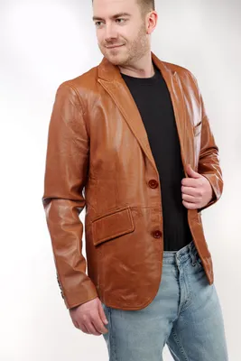 Produktbild von Herren Ledersakko, Blazer Lammnappa – cognac / XL