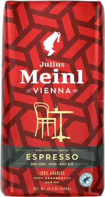 A bag of Julius Meinl Vienna Coffee House Espresso beans.