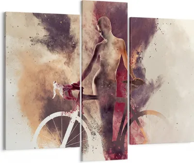 Produktbild von Bild auf Leinwand - Leinwandbild - Körper Mädchen Fahrrad Illustration - 95x80cm - Wand Bild - Wanddeko - Leinwanddruck - Bilder - Kunstdruck - Leinwand bilder - Wandkunst - CB95x80-3136