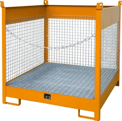 Produktbild von Bauer Fass-Stapelpalette FSP-4 D, Drahtgitterwände, Gelborange