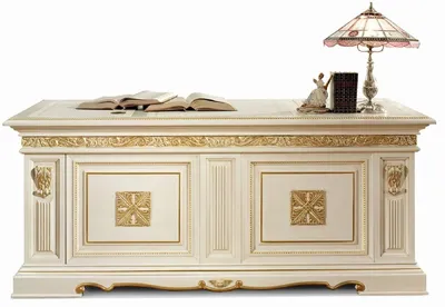 Produktbild von Casa Padrino Luxus Barock Schreibtisch Weiß / Gold 196 cm -  Italy