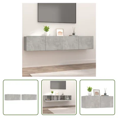 Produktbild von The Living Store TV-Schränke 2 Stk. Betongrau 80x30x30 cm Holzwerkstoff