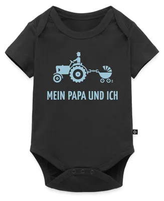 Produktbild von Spreadshirt Mein Papa und Ich Bauer Kinderwagen Kurzarm Tages Baby Body, 62 (2-3 M.), Schwarz
