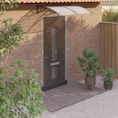 Produktbild von Türvordach in Schwarz 150x100 cm aus Polycarbonat für den Eingangsbereich