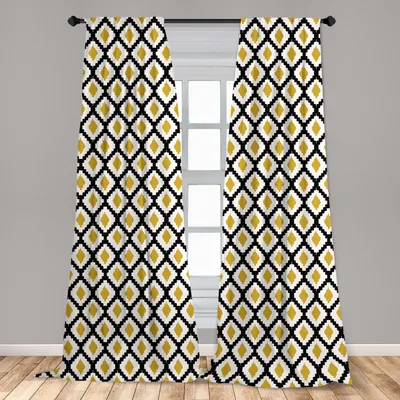 Zdjęcie produktu dla Abakuhaus, zasłony okienne, wzór geometryczny w stylu retro, zestaw 2 sztuk, 150 x 175 cm