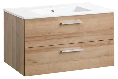 Produktbild von Badmöbel Set 80cm Waschbecken mit Unterschrank Waschtisch Schublade Hängeschrank