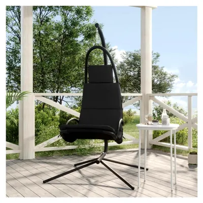 Produktbild von Garten-Schaukelstuhl mit Kissen | Dunkelgrau | Stahlrahmen | 106x93x195 cm | Entspannung im Freien