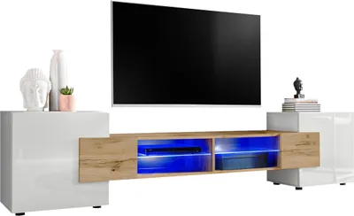Produktbild von Komodee | TV-Schrank mit 2 Türen Merano | Korpus Weiß Frontfarbe Weiß und Wotan