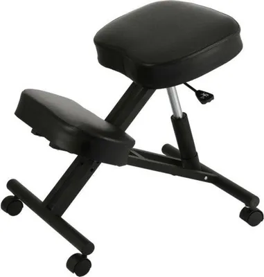 Zdjęcie produktu dla Ergonomiczne krzesło na kółkach – regulacja wysokości – poprawia postawę ciała – czarne