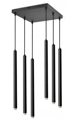Produktbild von FKL DESIGN Home Deco Deckenlampe Deckenleuchte 6-flammig G9 Metall Lampenshirm Lampe aus Serie N853 (Schwarz, AZ6)