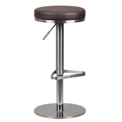 Produktbild von Barhocker WL1.612 Braun Edelstahl höhenverstellbare Sitzhöhe 57 - 82 cm, Barstuhl Modern 360° Drehbar, Tresenhocker mit Standfuß, Design Bistrohocker Hoch, Tresenstuhl-Sitz Gepolstert