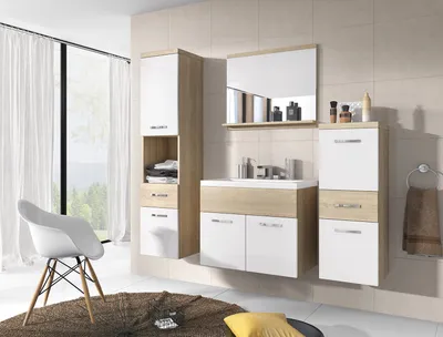 Image de Ensemble de meubles de salle de bains « Alba » 5 pièces avec lavabo, couleur au choix