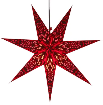 Produktbild von Faltbarer Advents Leucht Papierstern, Weihnachtsstern 60 cm - Menora 7 Bordaux, Bordeaux, Star Fensterdeko, 7 Spitzen
