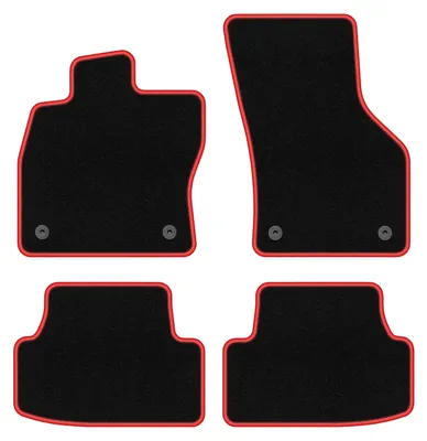Produktbild von Fußmatten Velours Schwarz/Rot für Volkswagen e-Golf 2014-2019 Set 4-tlg