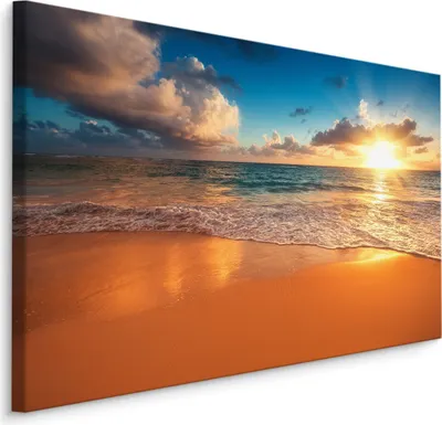 Produktbild von Fabelhafte Canvas LEINWAND BILDER 30x20 cm XXL Kunstdruck Meer Strand Sonnenuntergang