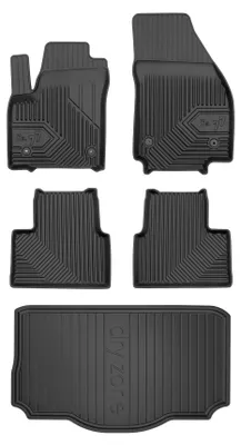 Image de Tapis en caoutchouc + bac de coffre pour Opel Meriva B 2010-2017 (monospace, plancher bas) – 5 pièces, noirs, sur mesure