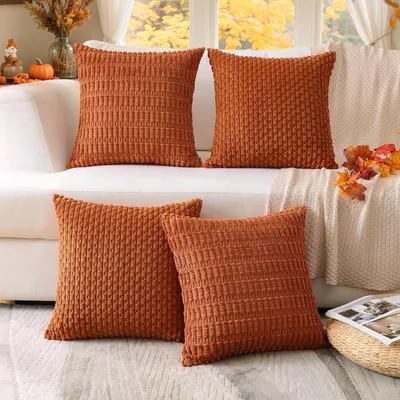 Immagine prodotto di Coperte per cuscini in tessuto corduroy, a righe, 50x50 cm, set da 4