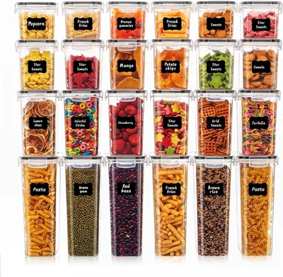 Obrázek produktu pro 24 kusů vzduchotěsných úložných nádob s víkem, objem 36 litrů, průhledný plast