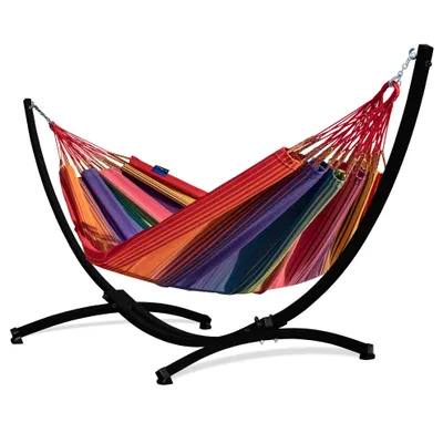 Immagine prodotto di Amaca da esterno Potenza con telaio per 2 persone I Arriba - amaca doppia 100% cotone 230x160 cm, 220kg I Telaio per amaca 220kg