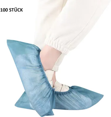 Produktbild von 100 Stück Einweg Überschuhe, Einweg Vliesstoffe Schuhüberzieher, Blau