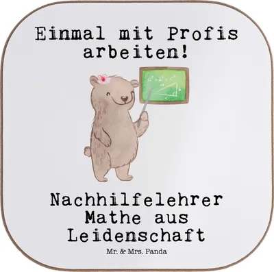 Produktbild von Mr. & Mrs. Panda Holzuntersetzer Nachhilfelehrer Mathe Leidenschaft - Weiß - Geschenk, gläseruntersetzer, Spruch, Tassenuntersetzer, Witzig, Tassen Untersetzer, Coaster