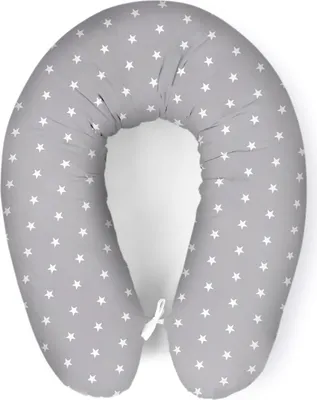 Produktbild von Amilian Stillkissen mit Füllung für Baby Schwangerschaftskissen zum Schlafen Baumwolle inkl. Bezug Größe 170cm Pregnancy Pillow; Sternchen grau