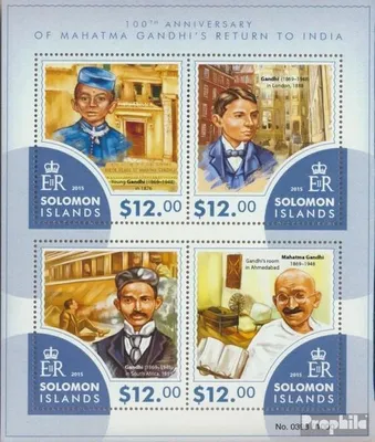 Produktbild von Briefmarken Salomoninseln 2015 Mi 3347-3350 Kleinbogen (kompl. Ausg.) postfrisch Mahatma Gandhi