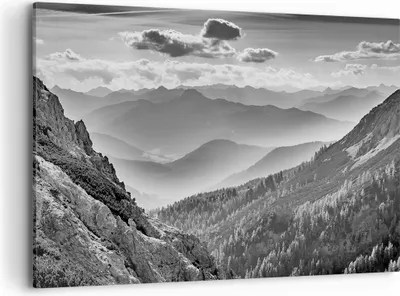 Produktbild von Bild auf Leinwand - Leinwandbild - Einteilig - Schwarzweiß Landschaft Berge - 100x70cm - Wand Bild - Wanddeko - Wandbilder - Leinwanddruck - Bilder - Wanddekoration - Leinwand bilder - AA100x70-4560