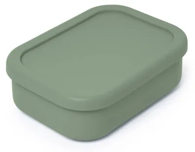 Image de Boîte à lunch en silicone vert - 3 compartiments, étanche et adaptée au micro-ondes