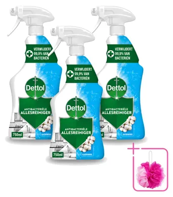 Produktbild von 3 x Dettol Allesreiniger Spray Katoenfris - Antibakteriell - 750 ml - Sparpackung - 3 Stücke