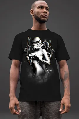 Produktbild von Herren T-Shirt Fantasy Sternenkrieger Blockbuster Parodie Printshirt Fashion Streetstyle Neverless®  schwarz XS