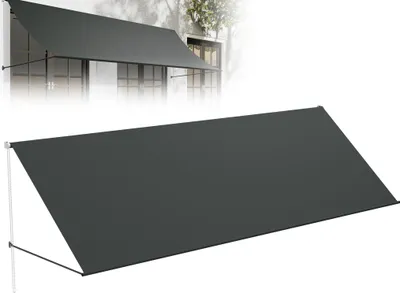 Produktbild von XMTECH Fallarmmarkise 400 x 145 cm Balkonmarkise Sonnenschutz mit UV-Schutz & wetterfest Polyester, Wandmontage für Balkon Fenster Terrasse, inkl. Montagematerial, Anthrazit